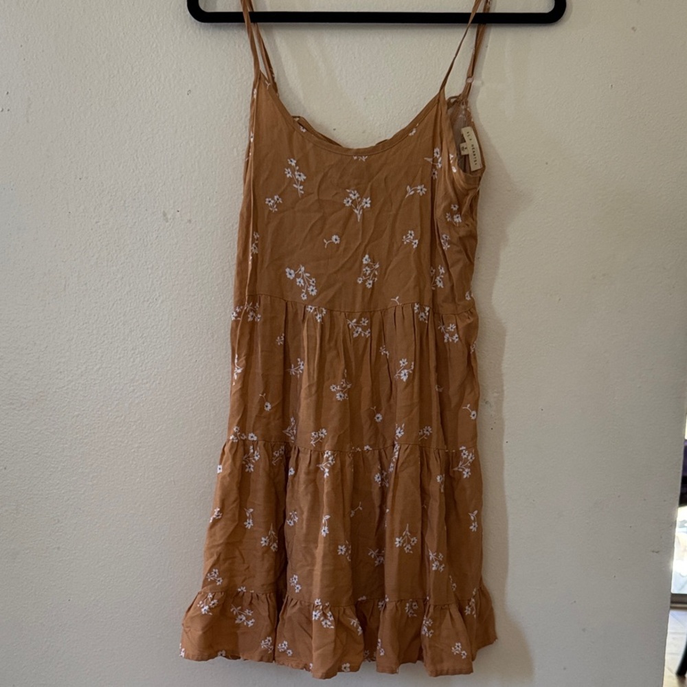 La Hearts Tan Floral Dress